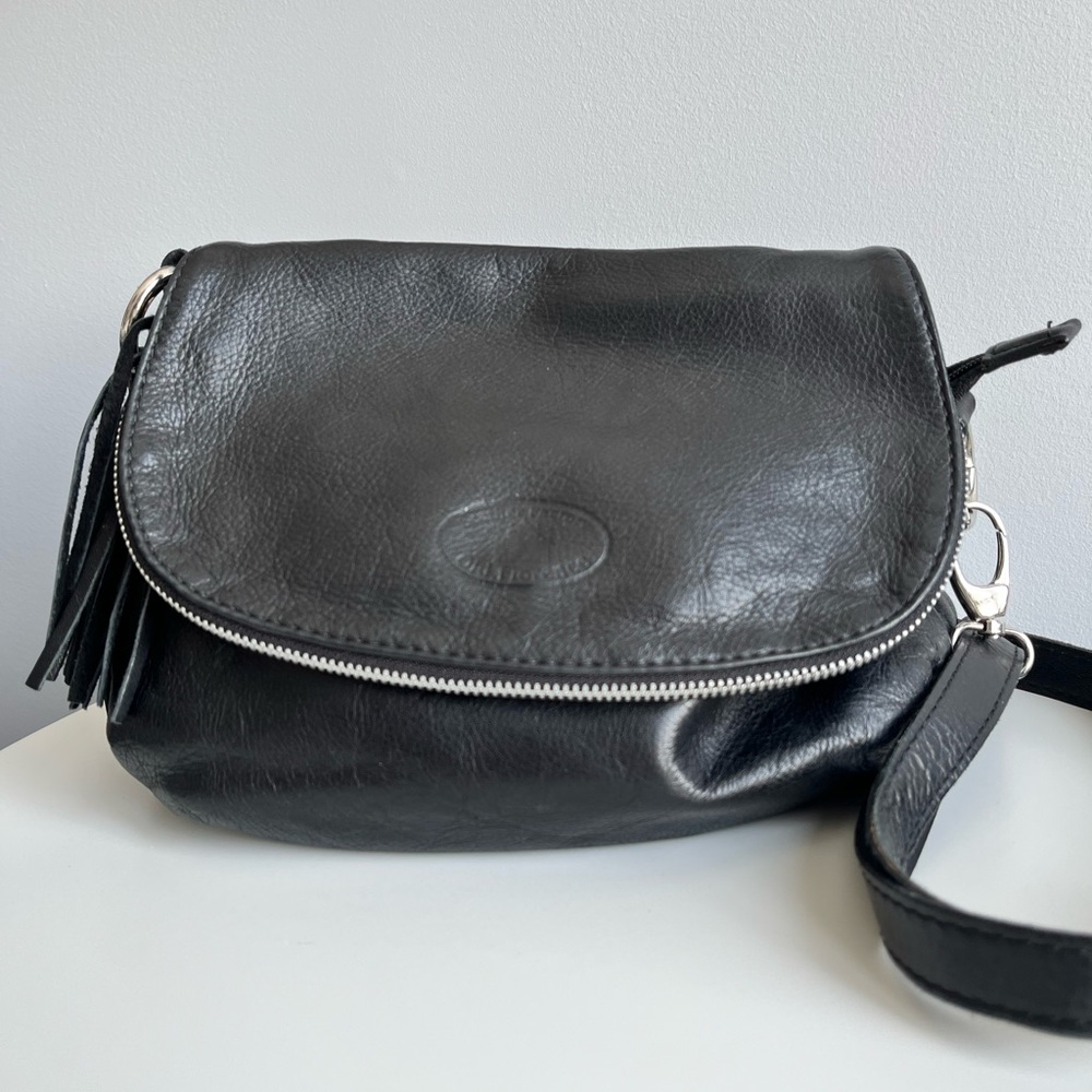 Old Florence Leather Factory Black Leather Crossbody Bag